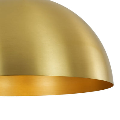 Modern Industrial Oversized Dimmable Brushed Brass Metal Dome Pendant Light Fixture