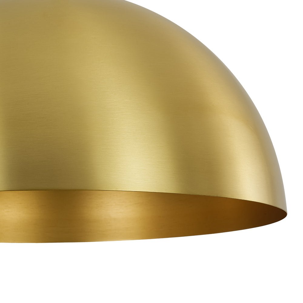 Modern Industrial Oversized Dimmable Brushed Brass Metal Dome Pendant Light Fixture