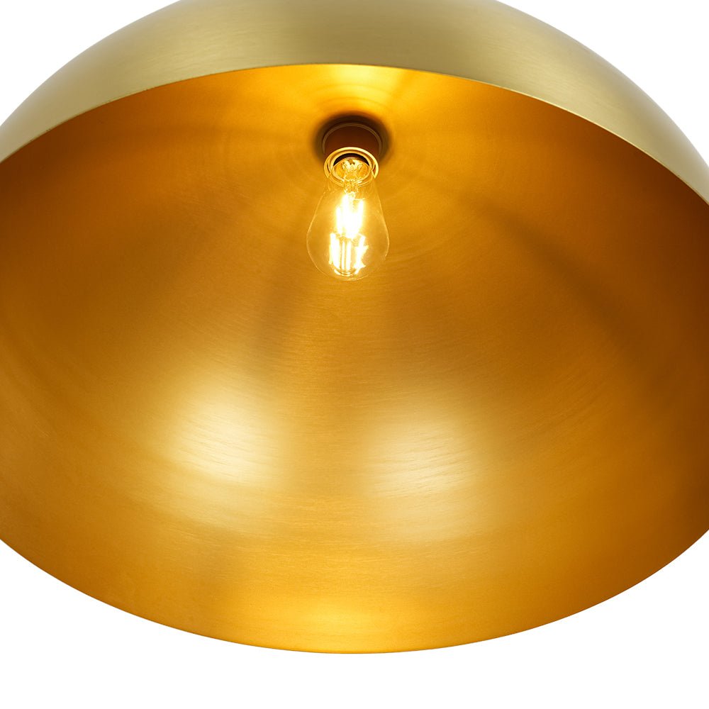 Modern Industrial Oversized Dimmable Brushed Brass Metal Dome Pendant Light Fixture