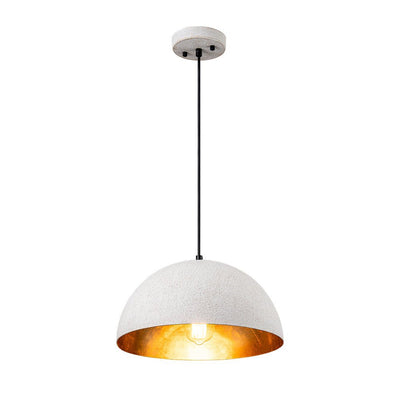 Distressed White Metal Dome Pendant Light for Kitchen Island, Height Adjustable