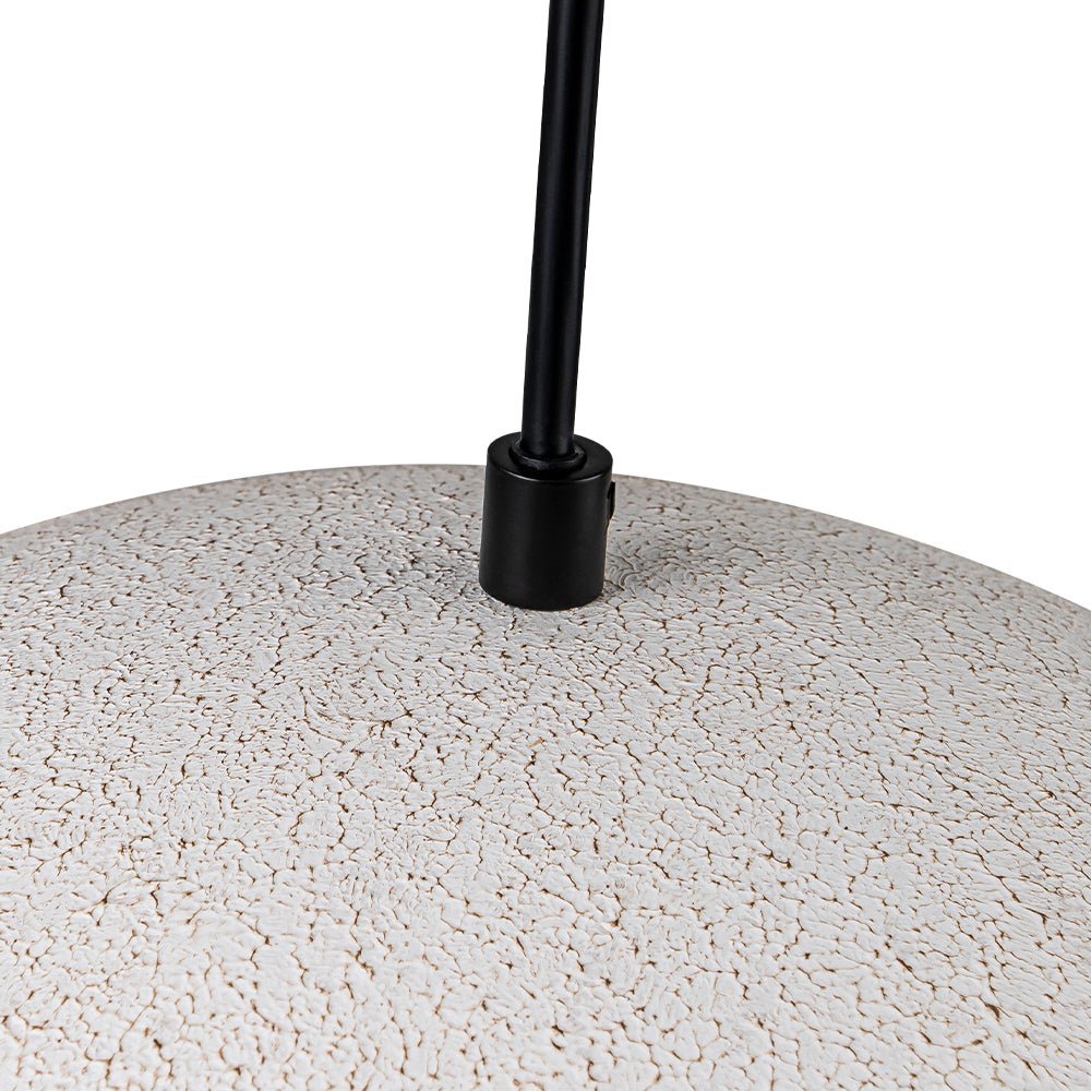 Distressed White Metal Dome Pendant Light for Kitchen Island, Height Adjustable