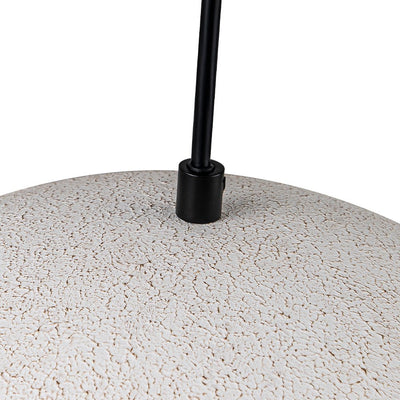 Distressed White Metal Dome Pendant Light for Kitchen Island, Height Adjustable