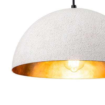 Distressed White Metal Dome Pendant Light for Kitchen Island, Height Adjustable