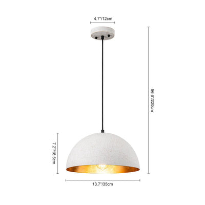 Distressed White Metal Dome Pendant Light for Kitchen Island, Height Adjustable