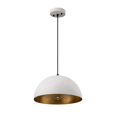 Distressed White Metal Dome Pendant Light for Kitchen Island, Height Adjustable