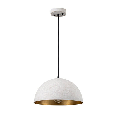 Rustic White Metal Dome Pendant Light Kitchen Island Lighting with Gold Interior