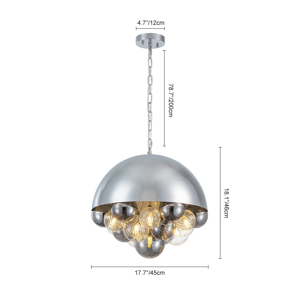 Modern 10-Light Cluster Glass Globe Dome Pendant for Contemporary Interiors