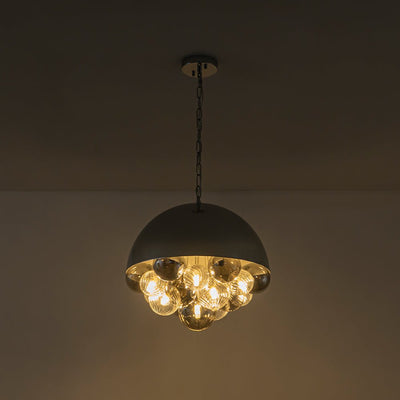 Modern 10-Light Cluster Glass Globe Dome Pendant for Contemporary Interiors