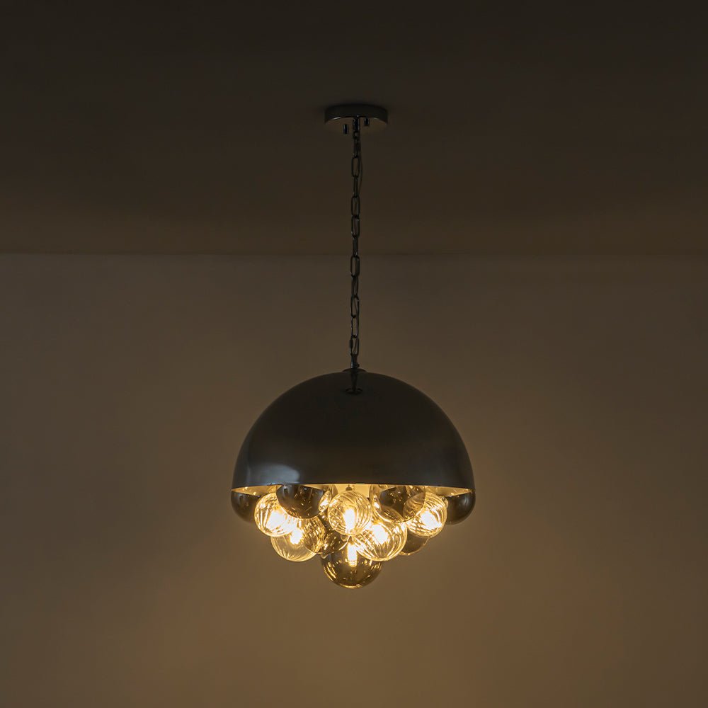 Modern 10-Light Cluster Glass Globe Dome Pendant for Contemporary Interiors