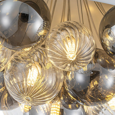 Modern 10-Light Cluster Glass Globe Dome Pendant for Contemporary Interiors