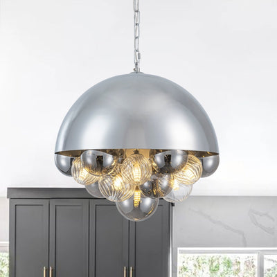 Modern 10-Light Cluster Glass Globe Dome Pendant for Contemporary Interiors