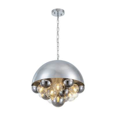 Modern 10-Light Cluster Glass Globe Dome Pendant for Contemporary Interiors
