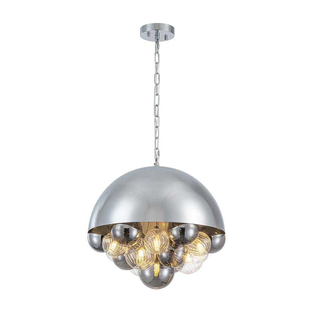 Modern 10-Light Cluster Glass Globe Dome Pendant for Contemporary Interiors
