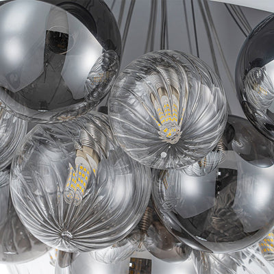 Modern 10-Light Cluster Glass Globe Dome Pendant for Contemporary Interiors
