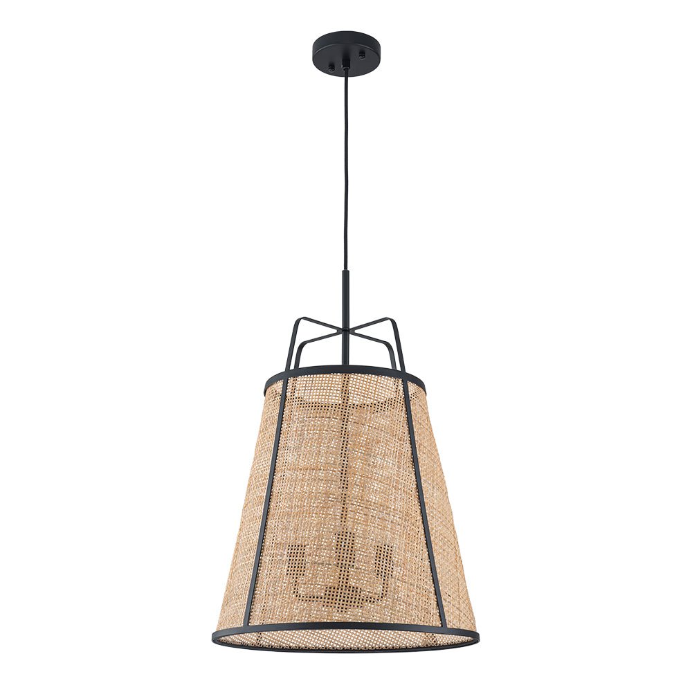 Natural Woven Bamboo 3-Light Farmhouse Conical Pendant Light Fixture, Dimmable