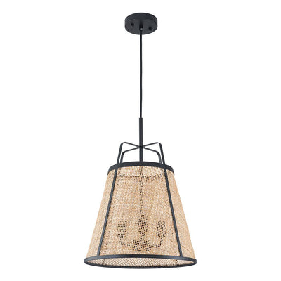 Natural Woven Bamboo 3-Light Farmhouse Conical Pendant Light Fixture, Dimmable