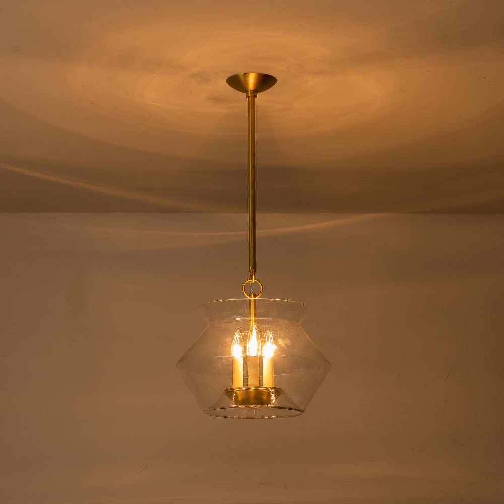 Elegant 3-Light Modern Brass Kitchen Island Pendant Dimmable Clear Glass Pot Shades