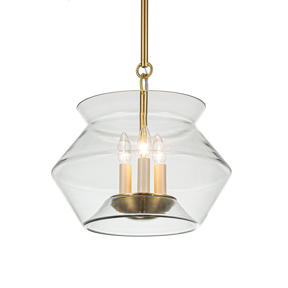 Elegant 3-Light Modern Brass Kitchen Island Pendant Dimmable Clear Glass Pot Shades