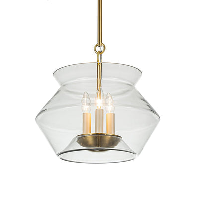Elegant 3-Light Modern Brass Kitchen Island Pendant Dimmable Clear Glass Pot Shades