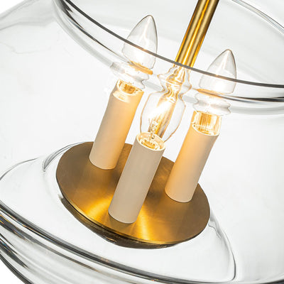 Elegant 3-Light Modern Brass Kitchen Island Pendant Dimmable Clear Glass Pot Shades
