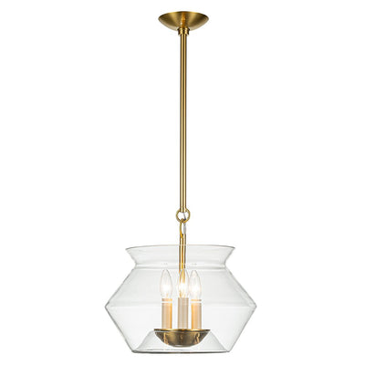 Elegant 3-Light Modern Brass Kitchen Island Pendant Dimmable Clear Glass Pot Shades