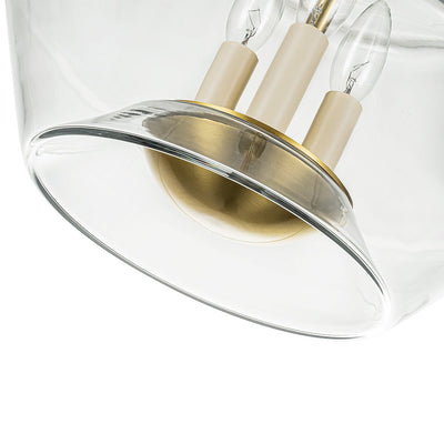 Elegant 3-Light Modern Brass Kitchen Island Pendant Dimmable Clear Glass Pot Shades