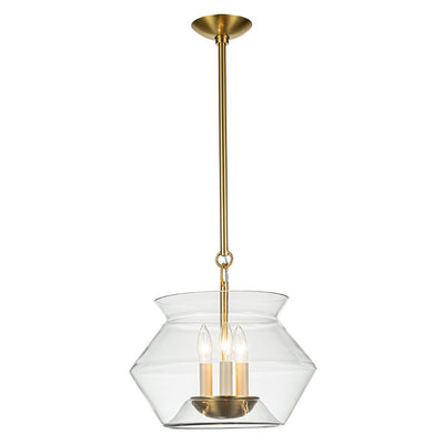Elegant 3-Light Modern Brass Kitchen Island Pendant Dimmable Clear Glass Pot Shades