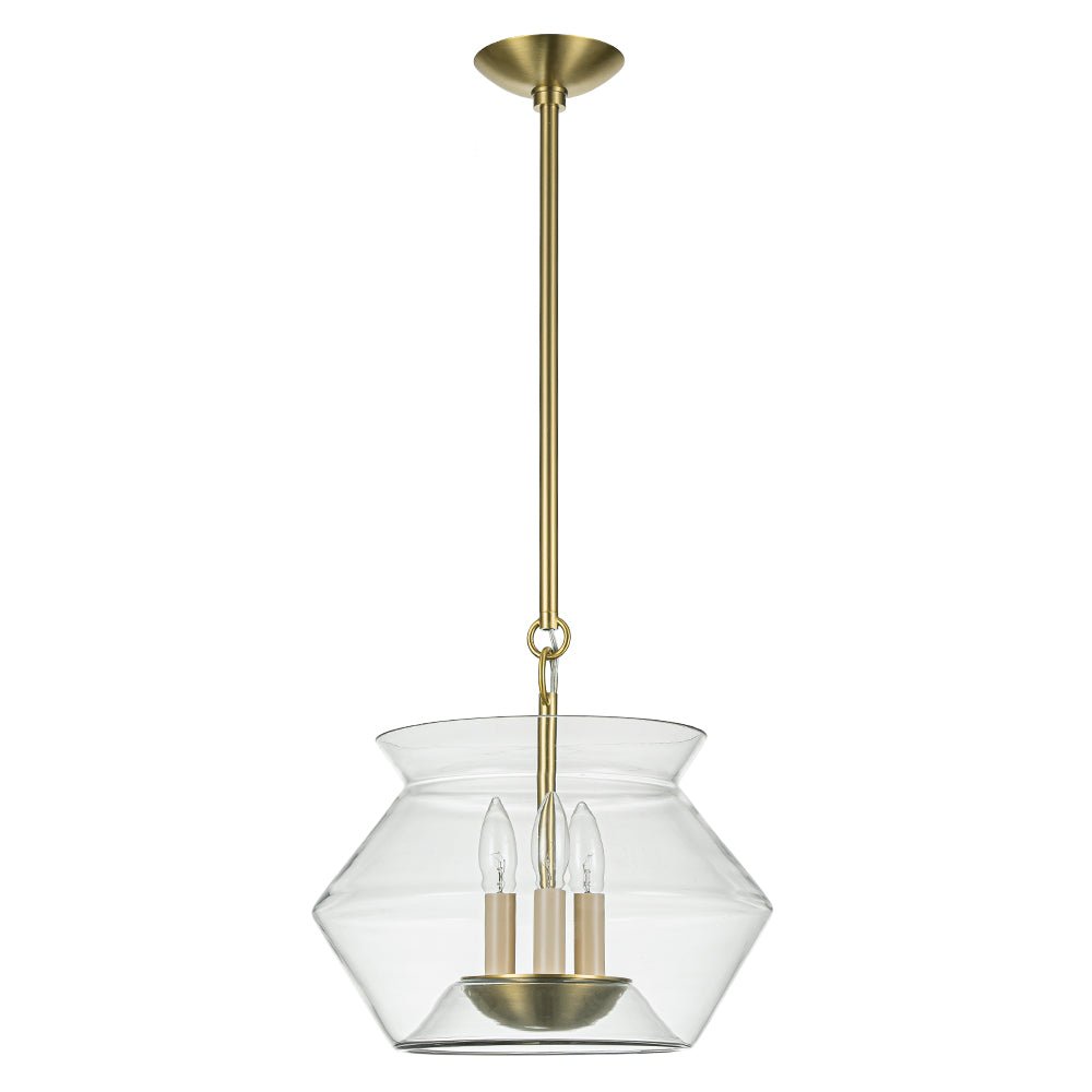 Elegant 3-Light Modern Brass Kitchen Island Pendant Dimmable Clear Glass Pot Shades
