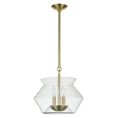 Elegant 3-Light Modern Brass Kitchen Island Pendant Dimmable Clear Glass Pot Shades
