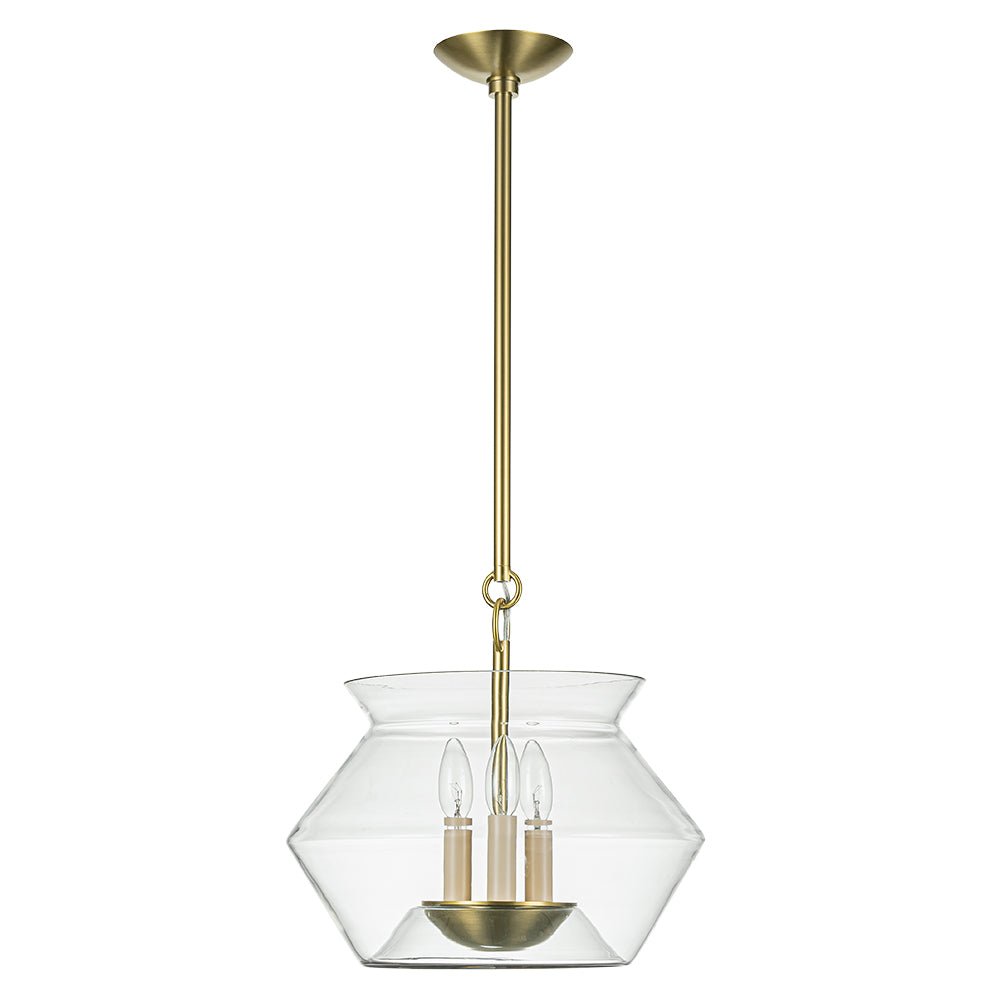Elegant 3-Light Modern Brass Kitchen Island Pendant Dimmable Clear Glass Pot Shades