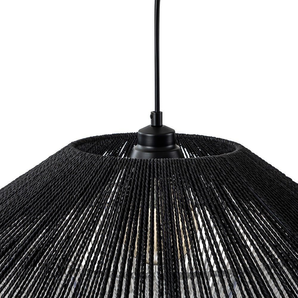 Bohemian Woven Hat Pendant Light with Hemp Rope Accents - 1-Light Fixture