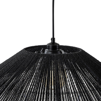 Bohemian Woven Hat Pendant Light with Hemp Rope Accents - 1-Light Fixture