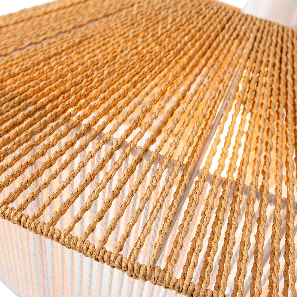 Bohemian Woven Hat Pendant Light with Hemp Rope Accents - 1-Light Fixture