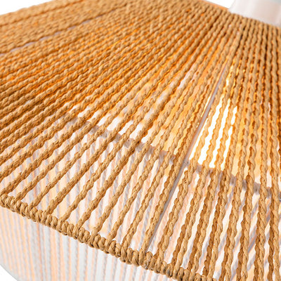 Bohemian Woven Hat Pendant Light with Hemp Rope Accents - 1-Light Fixture