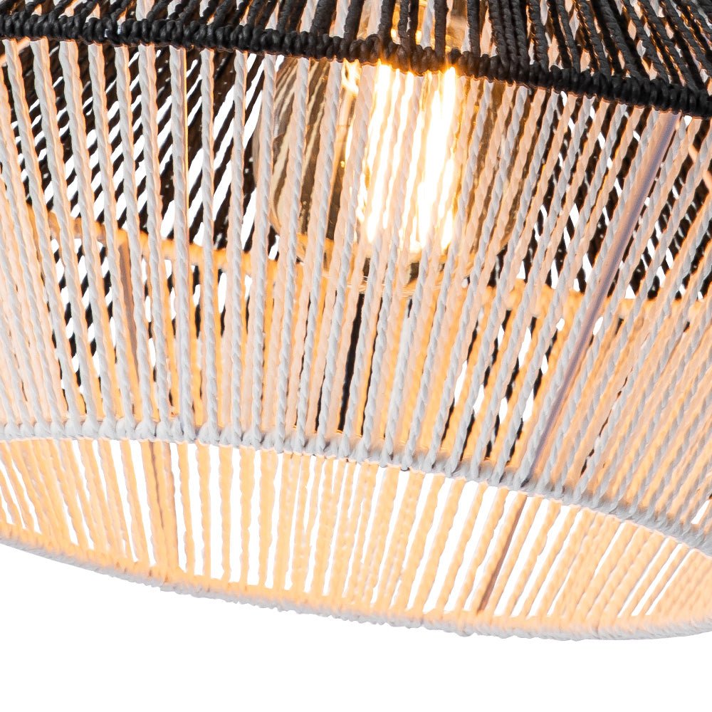 Bohemian Woven Hat Pendant Light with Hemp Rope Accents - 1-Light Fixture
