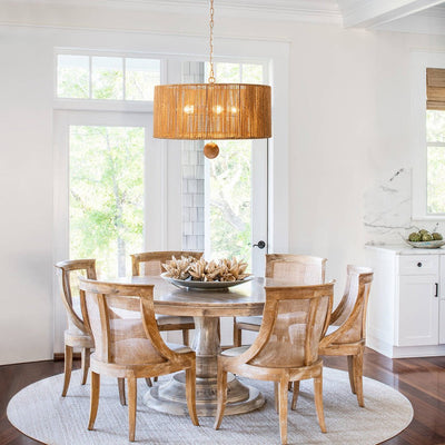Bohemian 4-Light Brown Hemp Rope Drum Pendant Light Fixture for Home
