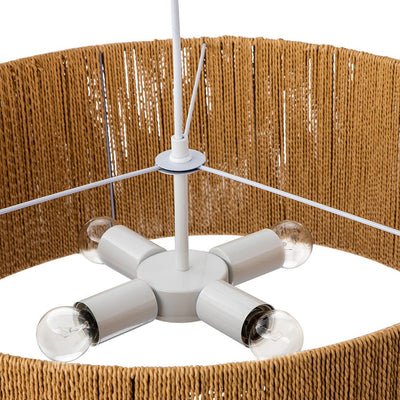 Bohemian Hemp Rope Drum Pendant Light, 4-Light Ceiling Fixture
