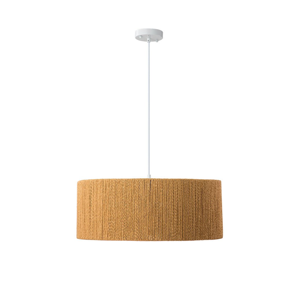 Bohemian Hemp Rope Drum Pendant Light, 4-Light Ceiling Fixture