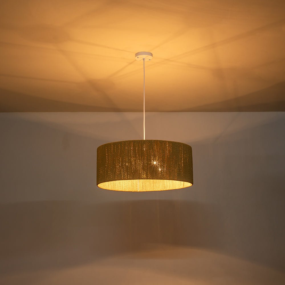 Bohemian Hemp Rope Drum Pendant Light, 4-Light Ceiling Fixture