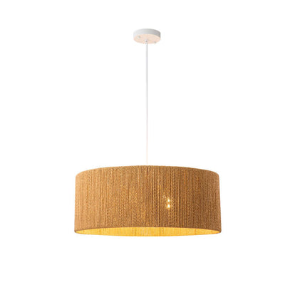 Bohemian Hemp Rope Drum Pendant Light, 4-Light Ceiling Fixture