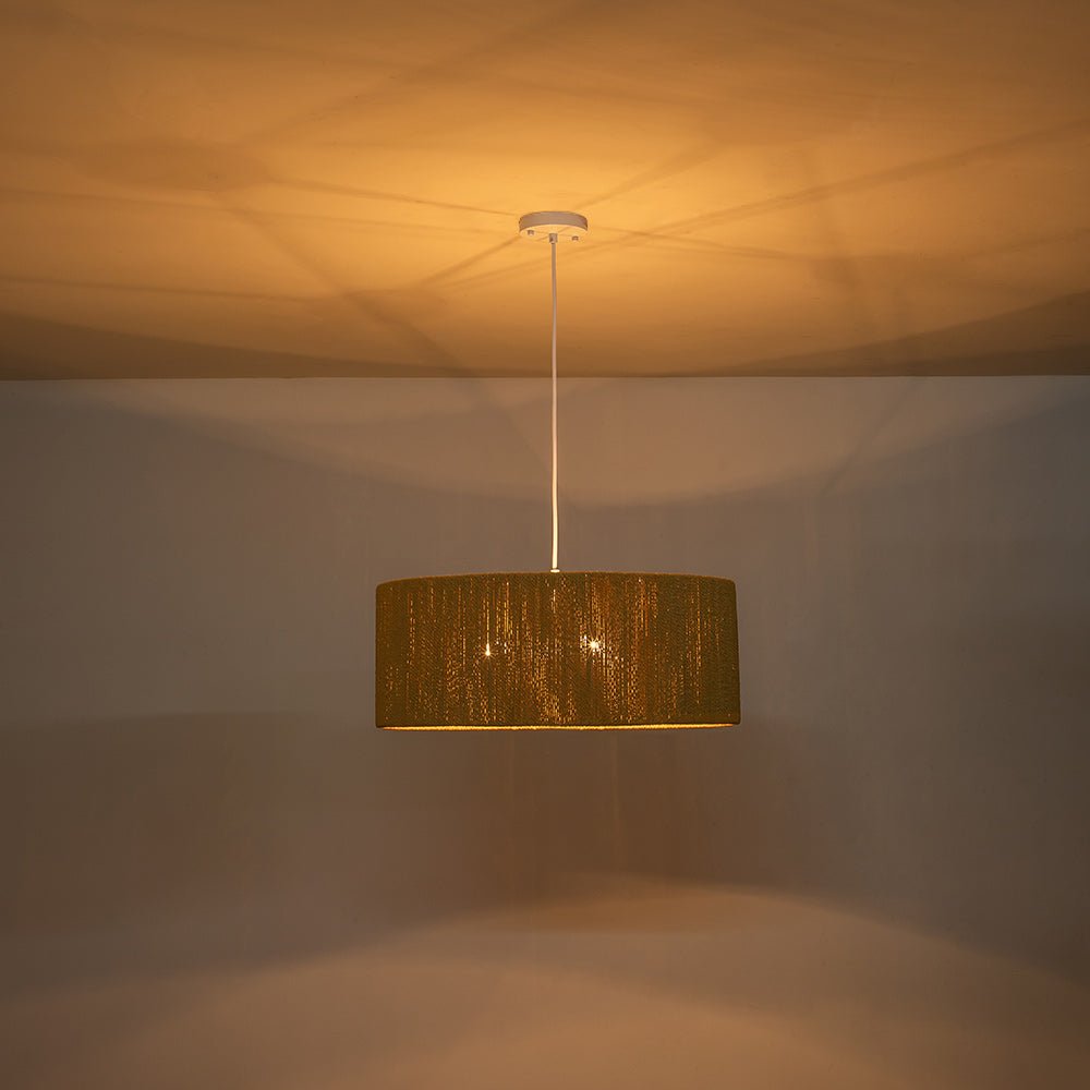 Bohemian Hemp Rope Drum Pendant Light, 4-Light Ceiling Fixture