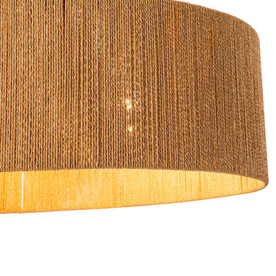 Bohemian Hemp Rope Drum Pendant Light, 4-Light Ceiling Fixture