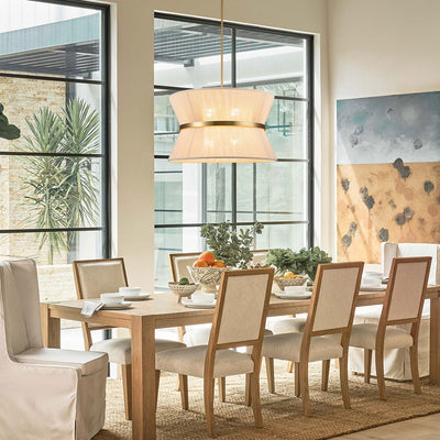Coastal Brass Hourglass Drum Pendant Light with Natural Rope Accents