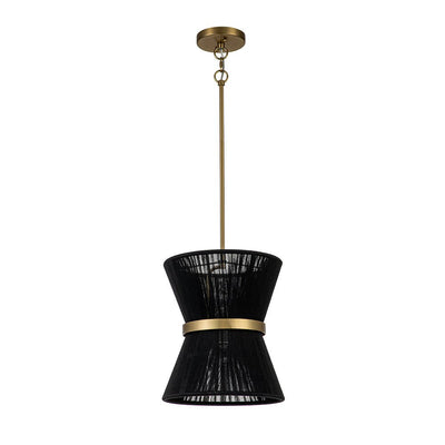 Coastal Brass Hourglass Rope Drum Pendant Light - Dimmable Ceiling Fixture