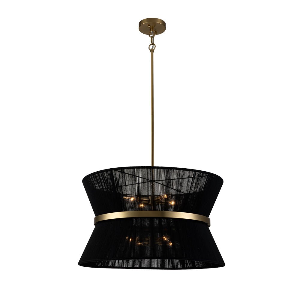 Coastal Brass Hourglass Rope Drum Pendant Light - Dimmable Ceiling Fixture
