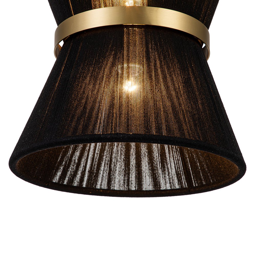 Coastal Brass Hourglass Drum Pendant Light with Natural Rope Accents