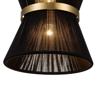 Coastal Brass Hourglass Drum Pendant Light with Natural Rope Accents