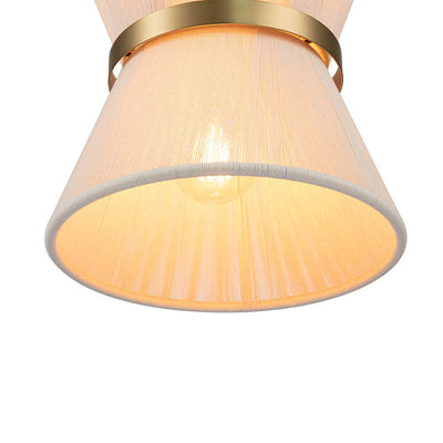 Coastal Brass Hourglass Rope Drum Pendant Light - Dimmable Ceiling Fixture