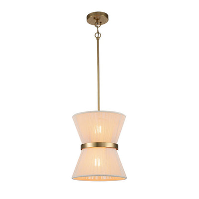 Coastal Brass Hourglass Drum Pendant Light with Natural Rope Accents