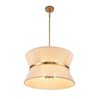 Coastal Brass Hourglass Drum Pendant Light with Natural Rope Accents
